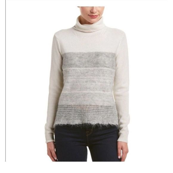 Rebecca Taylor Knit Sweater Wool Cashmere Blend Cowl Neck Fringe Hem Size M - Picture 1 of 8